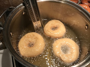 Cooking the donuts